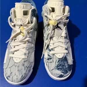 Jordan Kids White and Blue Denim-Style Sneakers
